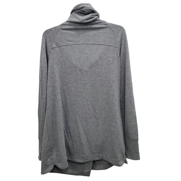 Shambhala Women's Gray Spacedye Jersey Knit Asymmetrical Wrap Cowl Cardigan‎ M - Picture 9 of 9
